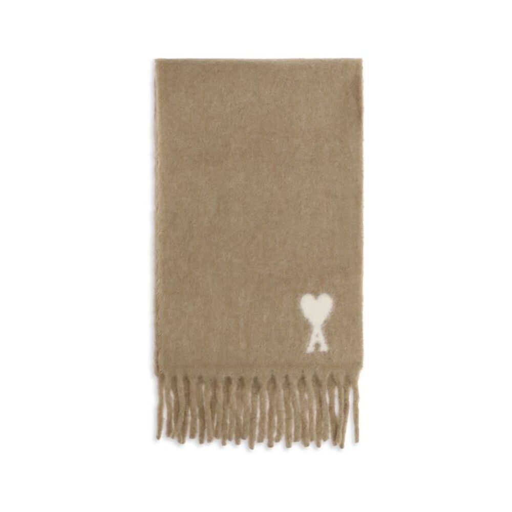 Ami Paris Beige Alpaca Vicugna Pacos Men's Scarf